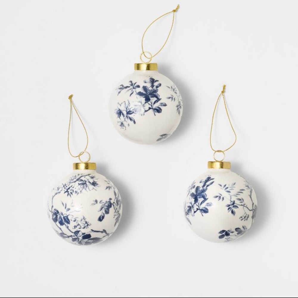 Studio McGee Blue Floral Ornaments